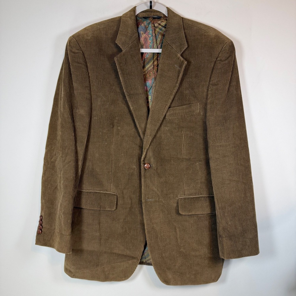 Lauren Ralph Lauren Corduroy Blazer Mens 39R Brown Paisley Lining Professor Fall